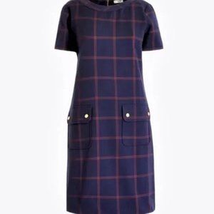 J. Crew Plaid Relaxed Printed Pocket Dress Navy Size 0